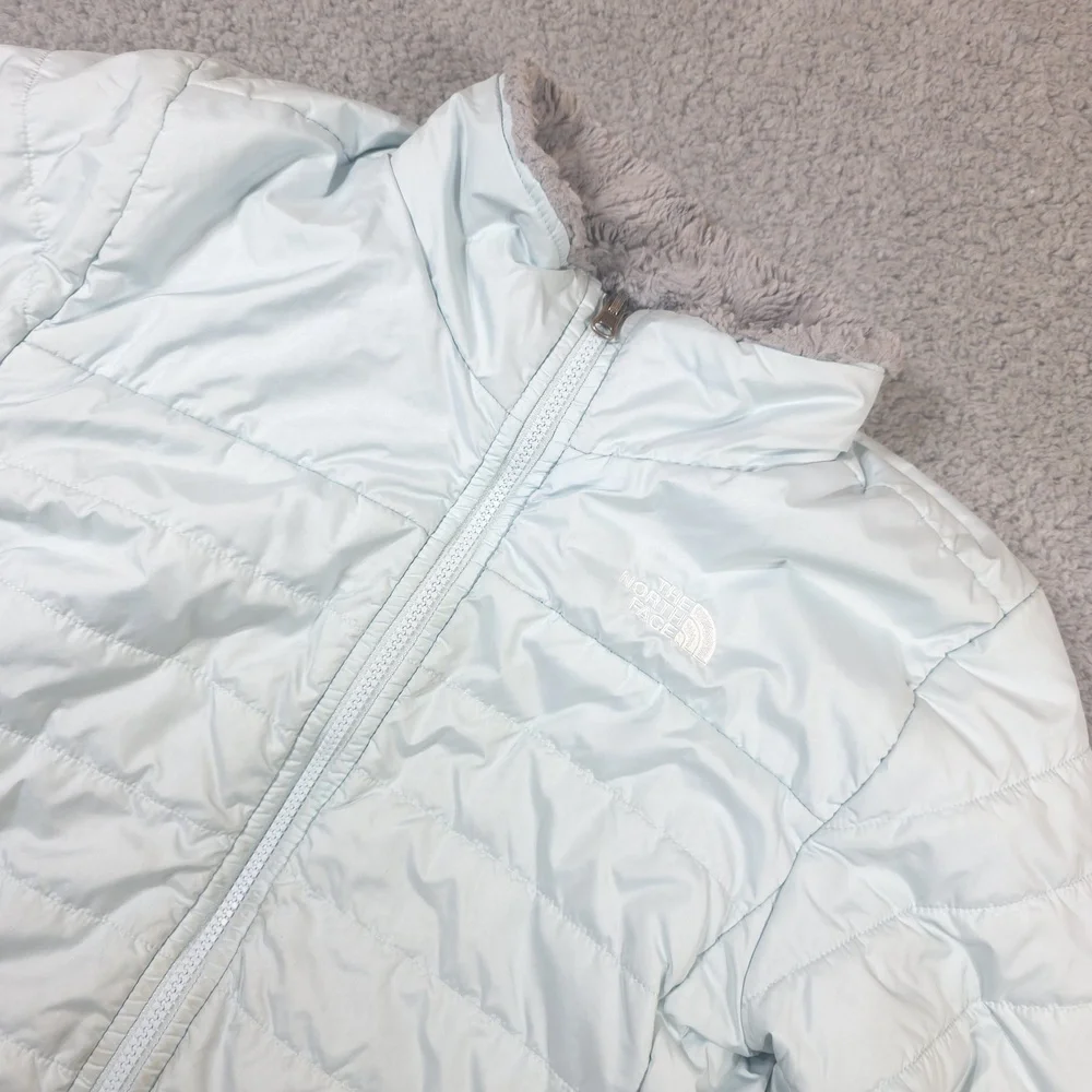 The North Face Reversible MossBud Swirl Girls Blue‎ Jacket - Size XL Ski Hiking